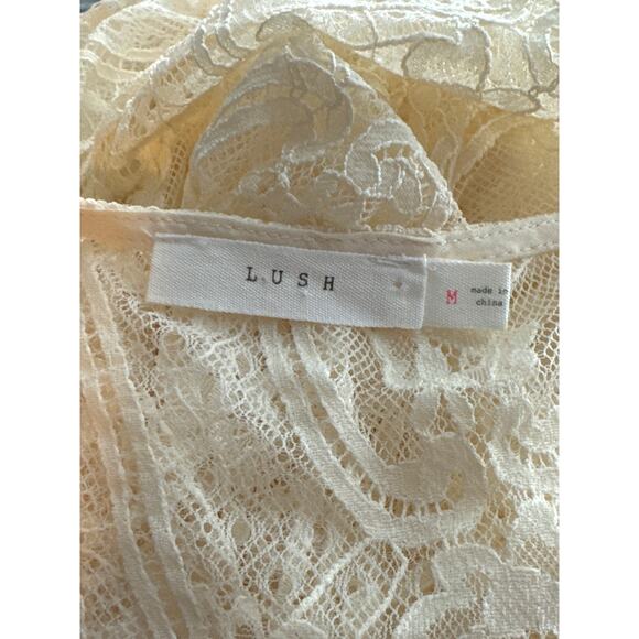 Lush Sheer Cream Lace Long Maxi Dress Womens Medium Romantic Boho Chic - Picture 5 of 6